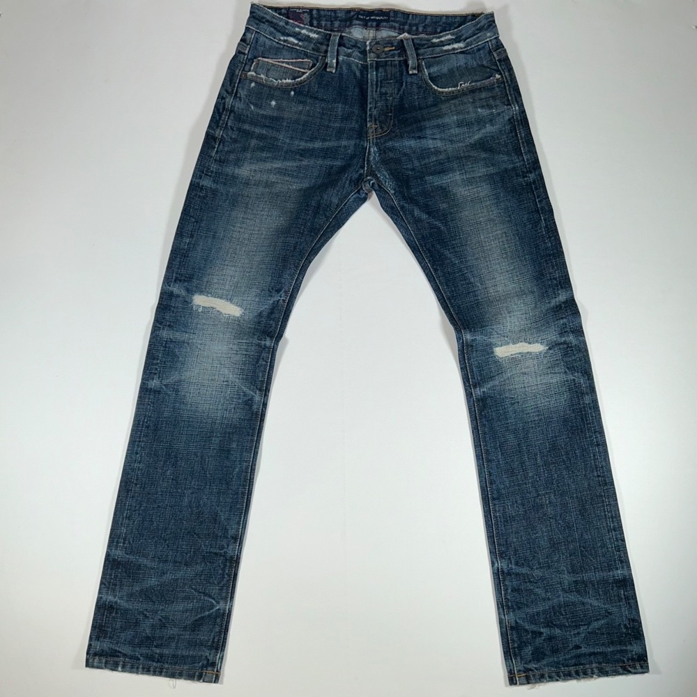 Cult of Individuality Rebel Straight Jeans 32x34 Japanese Selvedge Distressed